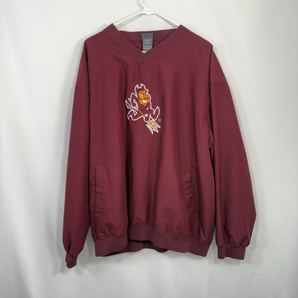 Vintage ProEdge‎ Arizona Sun Devil Maroon Embroidered Pullover Windbreaker Large